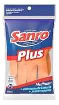 2X Luva Latex Limpeza Multiuso Sanro Plus Laranja