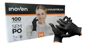2X Luva Nítrica Descartável P M G Preta Manicure-100 Peças F