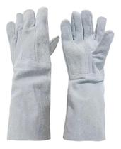 2X Luva Raspa Punho Longo Reforço Couro Soldador Segurança E 2X Luva Raspa Punho Longo Reforço Couro Soldador Segurança E