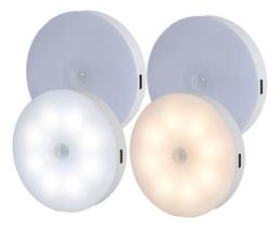 2X Luz Led Redonda Luminárias S/ Fio Sensor Presença Usb Rec