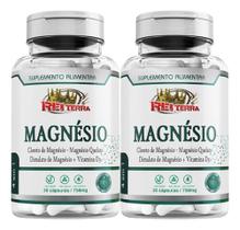 2x Magnesio Quelato Cloreto Vitamina D3 Magnésio de Malato 60 Capsulas