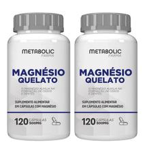 2x Magnesio Quelato Puro 500mg 240cápsulas Metabolic Farma