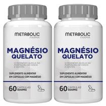 2x Magnesio Quelato Puro Concentrado 500mg 120cáps Metabolic Farma