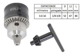 2X Mandril Cônico Com Chave 5/8 3-16Mm B16 Goldy 2X Mandril Cônico Com Chave 5/8 3-16Mm B16 Goldy