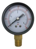 2X Manômetro 50Mm Rosca Vertical 1/4 Escala 0 Á 4 Bar 60 Psi