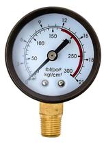 2X Manômetro Vertical 0-300 Libras 1/4 Npt Caixa Metálica 63