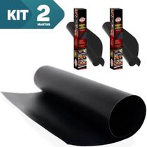 2x Manta Grill Para Churrasqueira Chapa Teflon Churrasco Grelha Lavável Portátil
