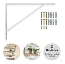 2X Mão Francesa Suporte Para Prateleira Forte 50 Cm Branca 2