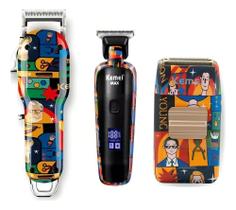 2X Maq De Corte + Acab + Shaver Top Kit Barbeiros 3 Em 1 Col