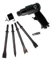 2X Martelete Pneumático Potente 150Mm Com Kit De 4 Cinzéis