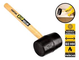 2X Martelo De Borracha Preta 60Mm Marreta 16Oz Cabo De Madei