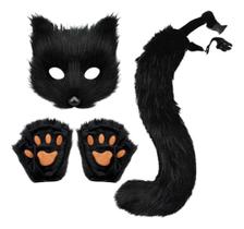 2X Máscara De Gato Branco Half Masquerade Para Festa Eventos