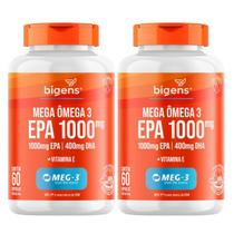 2x Mega Ômega 3 Epa 1000mg Dha 400mg Meg-3 Bigens 60 Capsulas