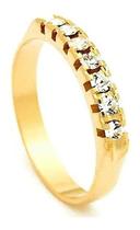 2X Meia Aliança Tugstênio Banhada A Ouro Zirconia Cor Diaman