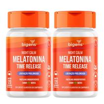 2x Melatonina Night Calm Time Release Bigens Menta 120 Tabletes
