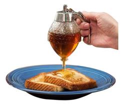 2X Meleira Honey Dispenser Pote Para Mel Cor Prateado