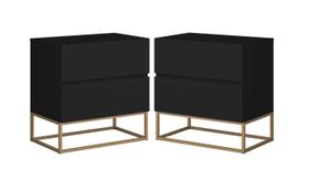 2x Mesa de Cabeceira Criado Max Mudo Com Pés Ferro Para Cama Ideal Abajur/Celular Compacta Eros 45cm