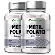 2x Metilfolato Acido Folico Ativo 1000mcg por Cáps 120 Cápsulas Ecomev