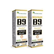 2x Metilfolato MaxFol + Vit B9 Acido folico+ Vit B12 Metilcobalamina 30ml - Flora nativa do Brasil