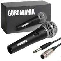2X Microfone Dinâmico Com Fio Metal Preto Para Karaoke Igrej