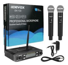 2x Microfones De Mão Sem Fio Uhf Dx-122 Devox Com Recpetor