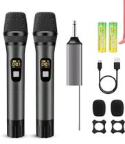 2x Microfones Dinâmico Duplo com Receptor Sem Fio Para Karaokê Palestra igreja Profissional 2x Microfones Dinâmico Duplo com Receptor Sem Fio Para Karaokê Palestra igreja Profissional