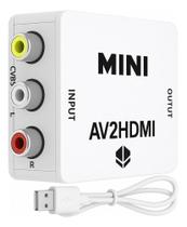 2X Mini Adaptador Conversor Video 3Rca Av X Para Cabo Hdmi T