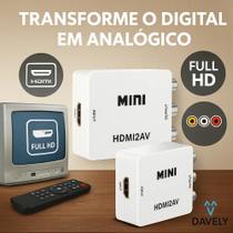 2X Mini Adaptador Hdmi Para Rca Conversor Full Hd Vídeo Hdmi