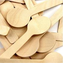 2X Mini Colher Biodegradável De Madeira 100 Unidades