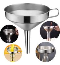 2X Mini Funil Multiuso Em Aço Inoxidável Com Alça 12Cm X 12C 2X Mini Funil Multiuso Em Aço Inoxidável Com Alça 12Cm X 12C