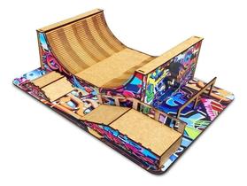 2X Mini Pista Fingerboard Skate Dedo Mod1 Mdf Madeira Adesiv