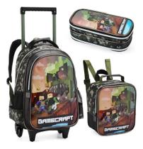 2X Mochila C/Carrinho Zombie Craft Para Menino Ideal E Leve