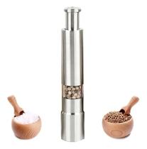 2X Moedor Pimenta Sal Temperos Inox Manual Com Visor 15,5Cm
