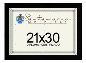 2X Moldura Porta Diploma Certificado A4 21X30 Preto Liso
