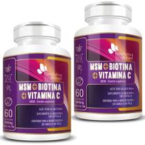 2x Msm - Enxofre Orgânico + Biotina + Vitamina C 60 Cápsulas 600mg