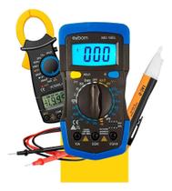 2X Multimetro Digital + Caneta Tensão +Alicate Amperimetro K