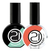 2X Nails 21 Kit Adesivador Promotor 12Ml + Primer Con Ácido