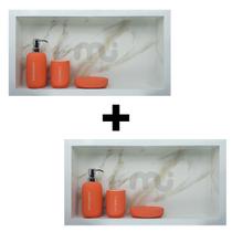 2x Nicho De Porcelanato Banheiro Carrara Porta Shampoo Único que Não Empoça Água 2x Nicho De Porcelanato Banheiro Carrara Porta Shampoo Único que Não Empoça Água