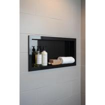 2x Nicho Embutir 30x60 Preto Alto Brilho Banheiro Cozinha