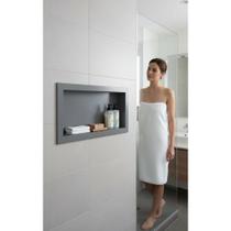 2x Nicho Embutir Banheiro Cozinha Cinza 30x60cm Plástico Bri