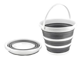 2X Nobre Retrátil Balde 10L Silicone Cor Cinza