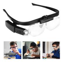 2X Óculos Lupa Aumento Led Recarregável Profissional Ajustáv