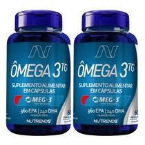 2x Ômega 3 1000mg Óleo de Peixe 60 Capsulas Nutrends