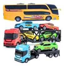 2X Ônibus De Brinquedo Infantil +Cegonheira+ Reboque+4 Carri 2X Ônibus De Brinquedo Infantil +Cegonheira+ Reboque+4 Carri