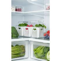 2x Organizador Acrílico Geladeira 6,8L 3 Cestos 33cm