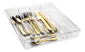 2X Organizador De Gavetas Talheres Acrílico 5 Divisórias Sem