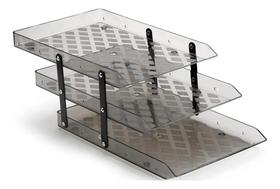 2X Organizador De Papel Material De Mesa Tripla Movel Fume W