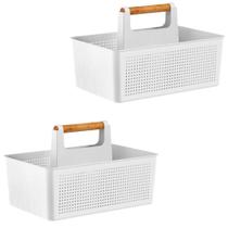 2X Organizador Multiuso Com Divisórias 8L Com Alça Ou Branco