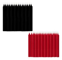 2X Pacote Velas Palito 20 Velas 10 Preta E 10 Vermelha 18Cm