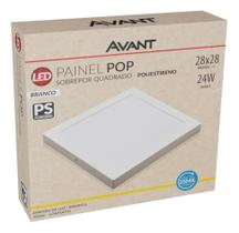 2X Painel Plafon Led 24W Quadrado Sobrepor Bco Frio Avant Co